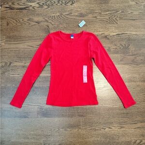 Old Navy Red Ribbed Long Sleeve Top NWT